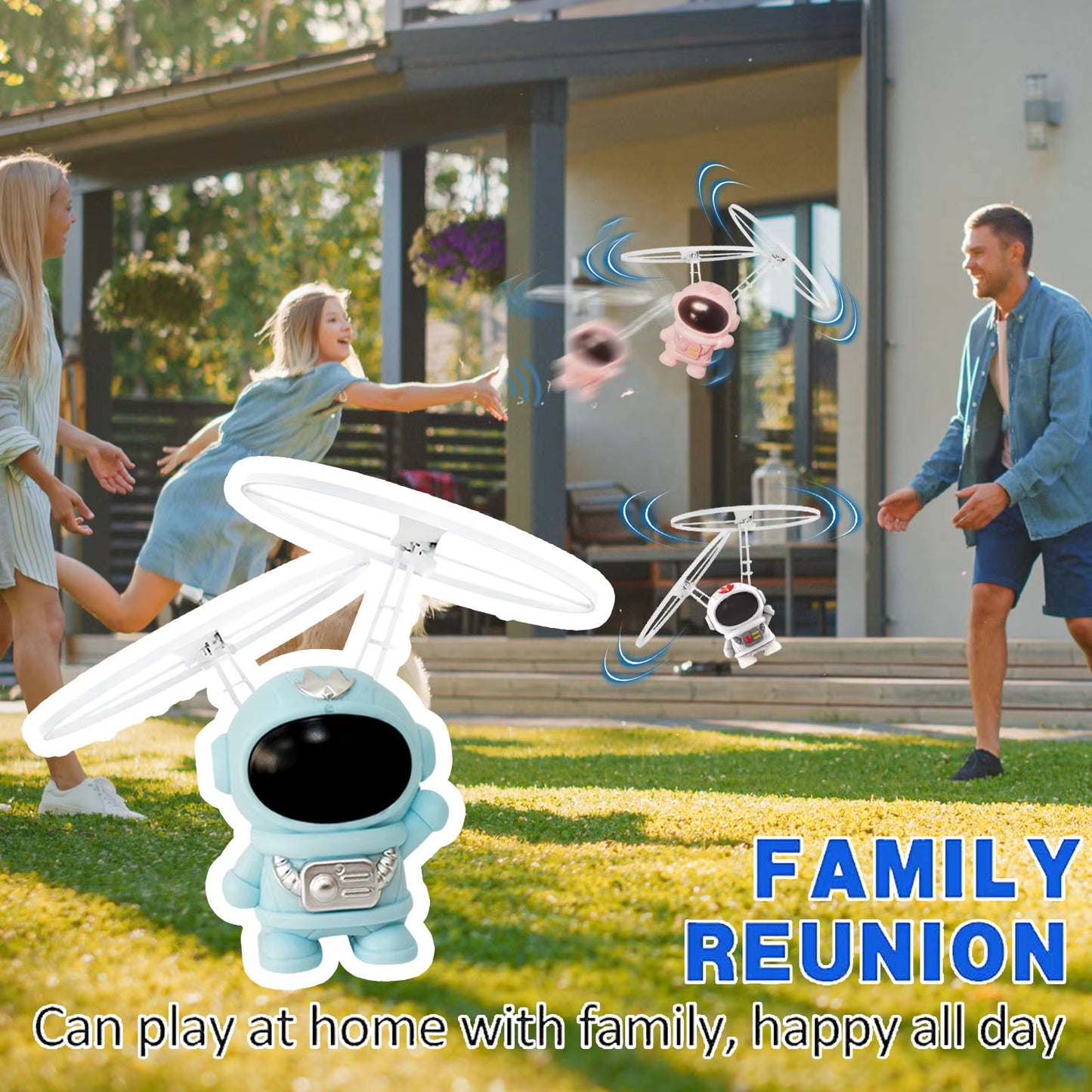 "Astronaut Hand Controlled Flying Toy Drone with LED Lights – Mini Fly Spinner for Kids – Perfect Gift"