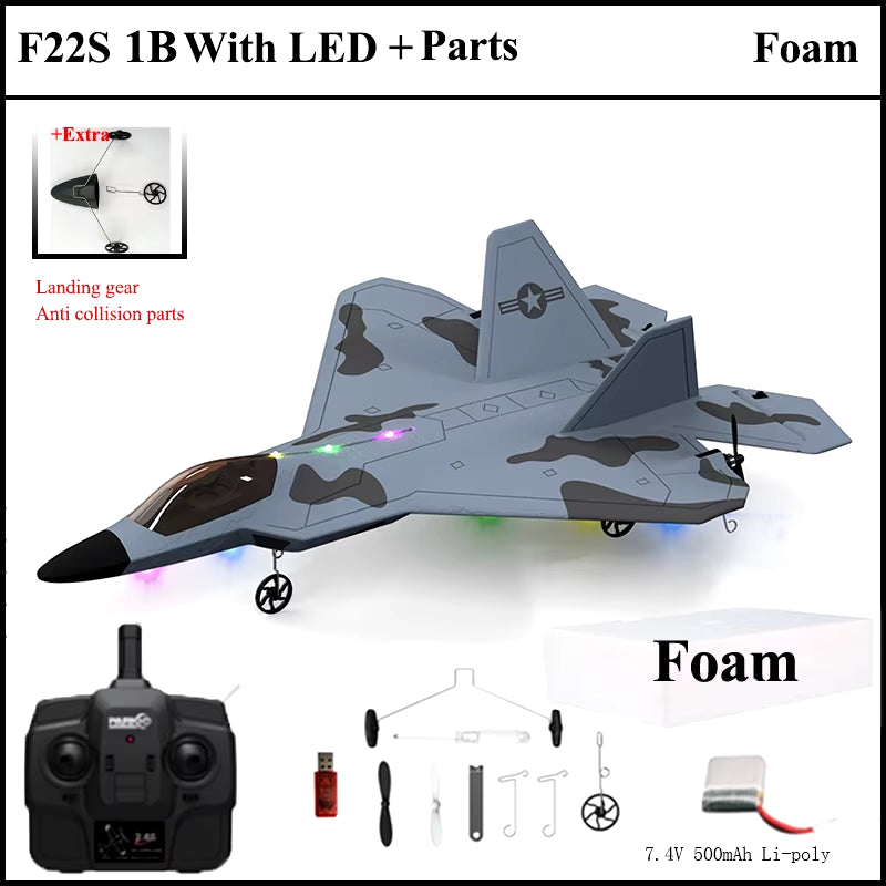 2024 New F22S 2.4G 4CH 3D6G RC Airplane Raptor F22 Warplane Wltoys A180 Upgrade Version LED Light with Gyroscope Out Door Toys