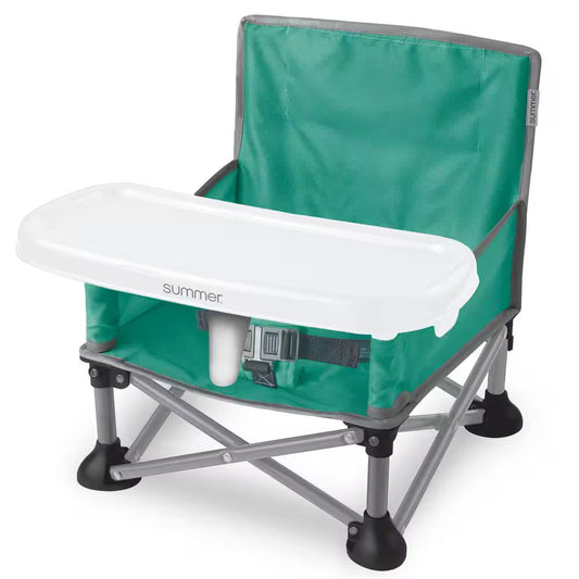 Pop 'N Sit Portable Booster Seat – Compact Travel Booster for Kids (Teal & Grey)