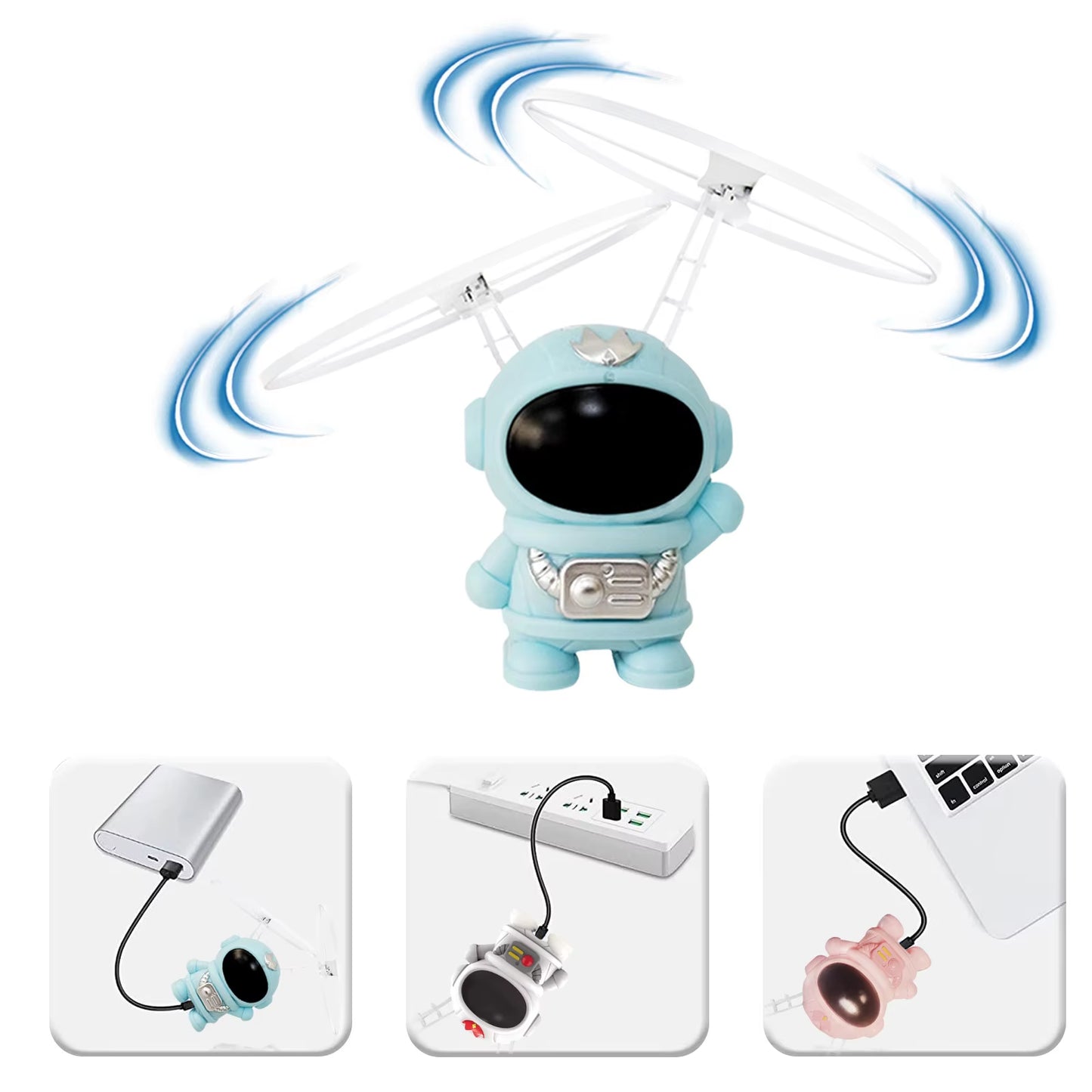 "Astronaut Hand Controlled Flying Toy Drone with LED Lights – Mini Fly Spinner for Kids – Perfect Gift"