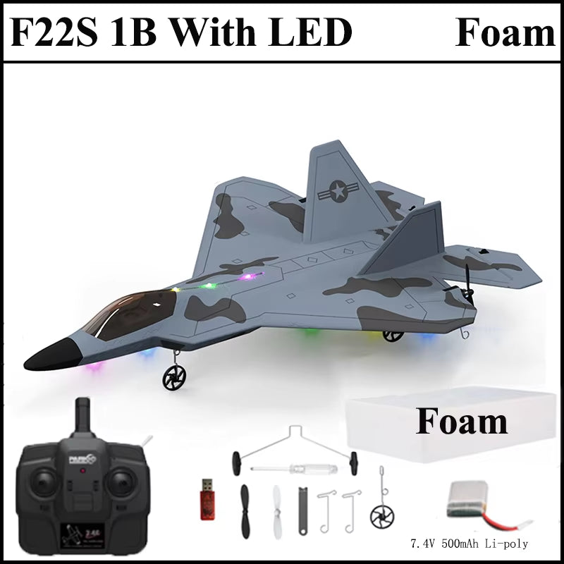 2024 New F22S 2.4G 4CH 3D6G RC Airplane Raptor F22 Warplane Wltoys A180 Upgrade Version LED Light with Gyroscope Out Door Toys