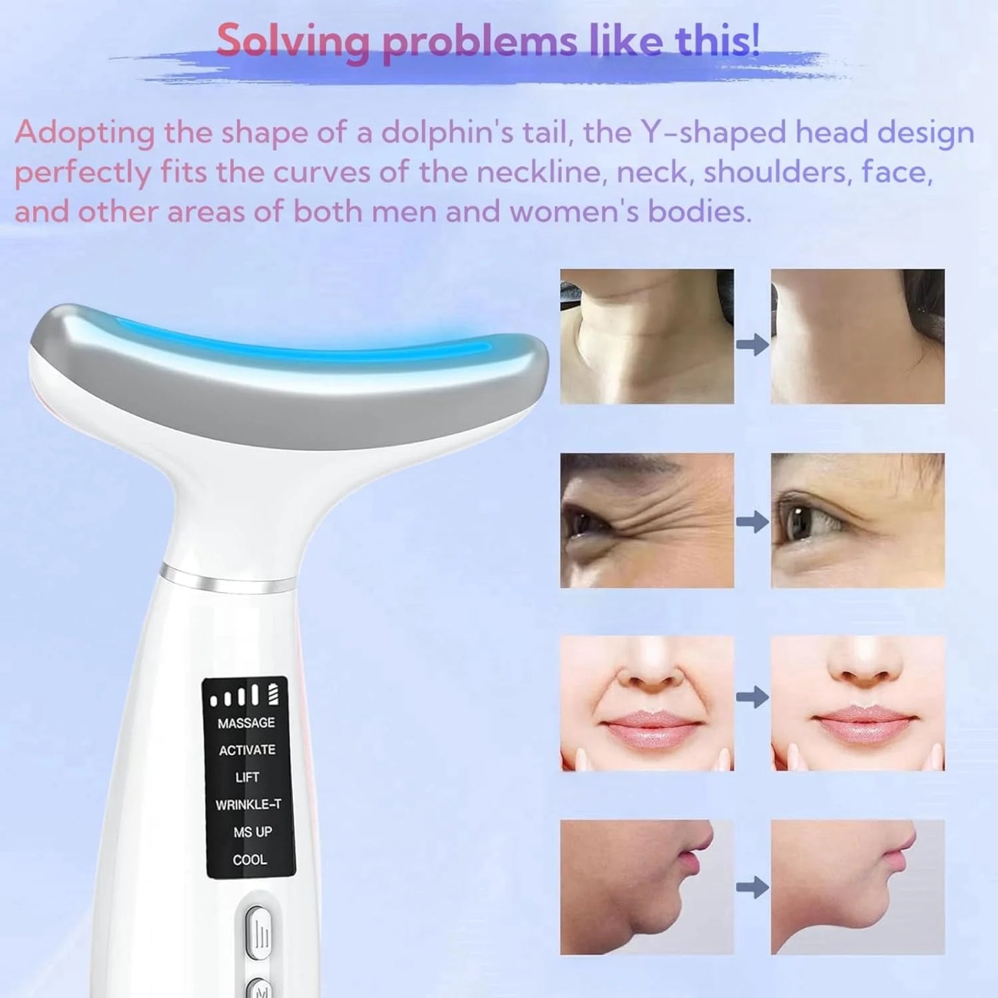 Facial & Neck Beauty Device – 6-in-1 Light Therapy Face Sculpting Massager with Microcurrent, Vibration, Thermal & Cooling for At-Home Skin Care