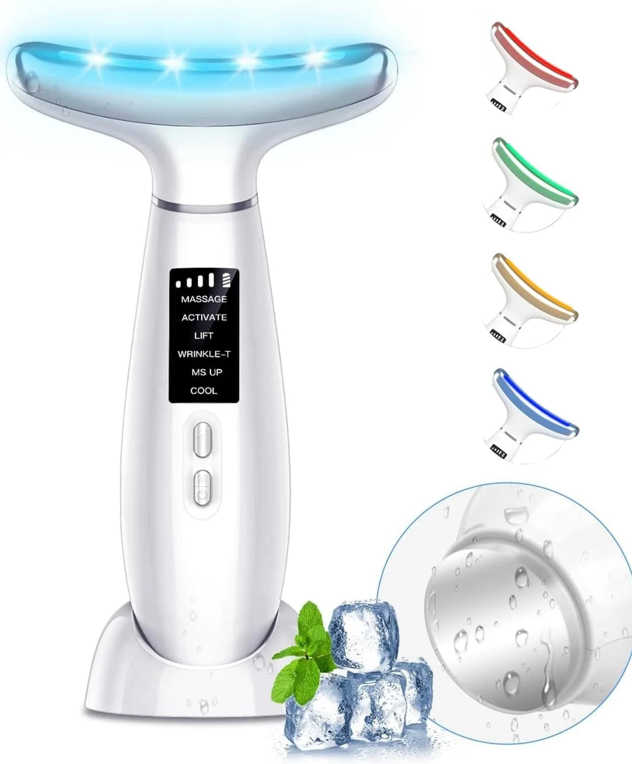 Facial & Neck Beauty Device – 6-in-1 Light Therapy Face Sculpting Massager with Microcurrent, Vibration, Thermal & Cooling for At-Home Skin Care