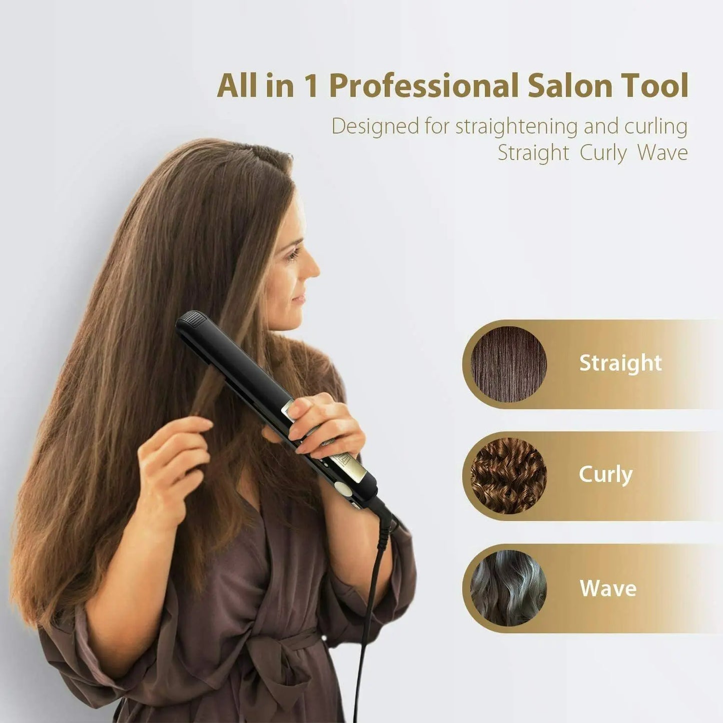 KIPOZI Professional Titanium Flat Iron - Digital LCD Hair Straightener & Curler for Beauty Care