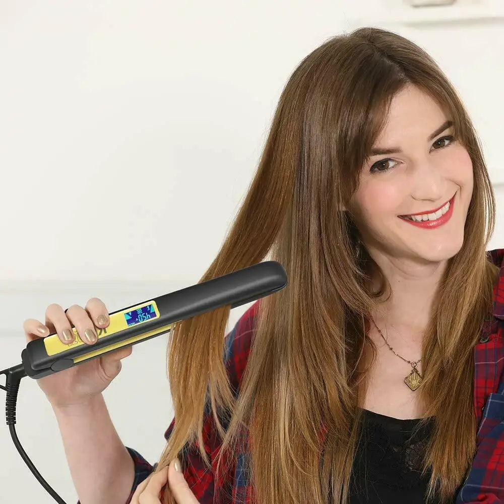 KIPOZI Professional Titanium Flat Iron - Digital LCD Hair Straightener & Curler for Beauty Care