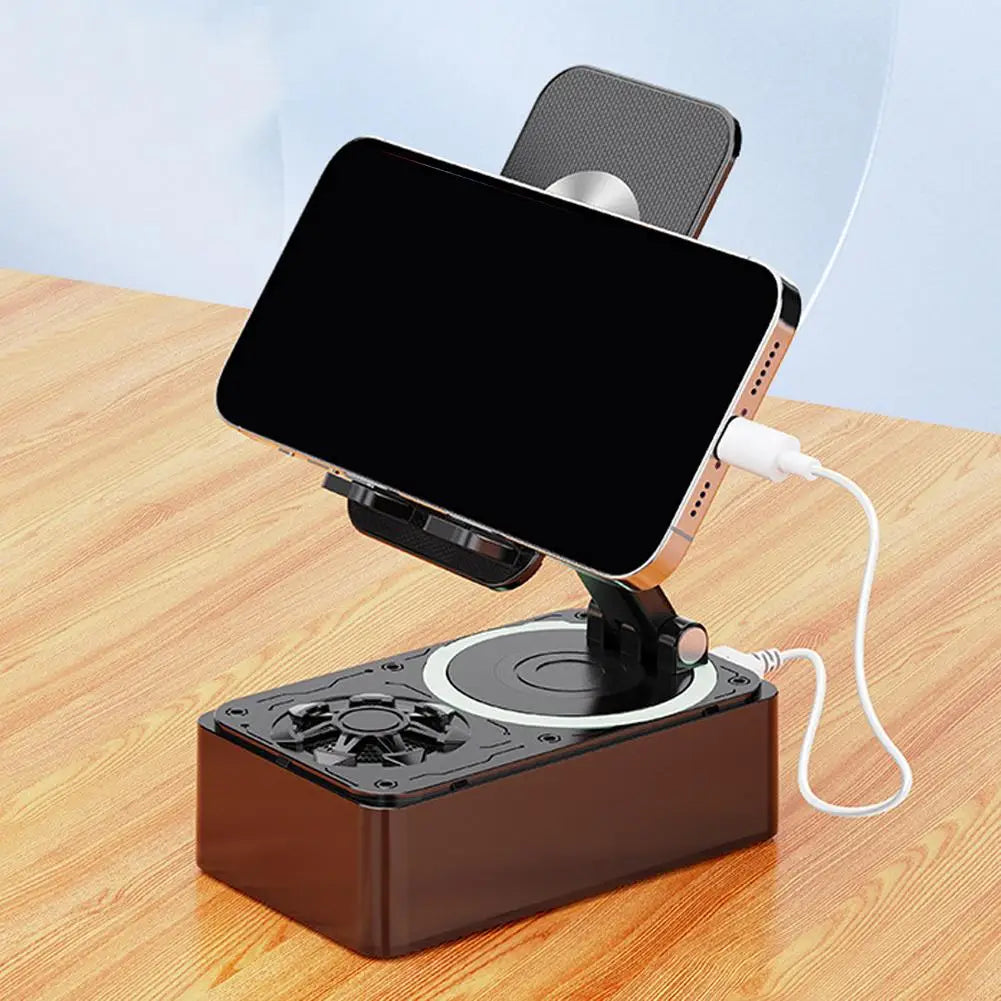 "4-in-1 Phone Holder with RGB Light, Bluetooth Speaker, and Power Bank - Multifunctional Stand"