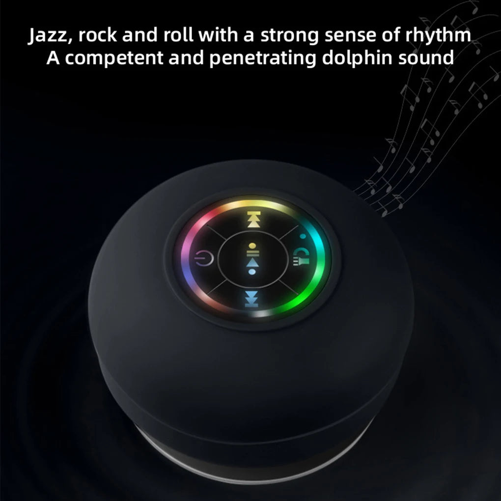 Waterproof LED Bluetooth Speaker - Portable Mini Speaker with Suction Cup for Bathroom & Outdoor