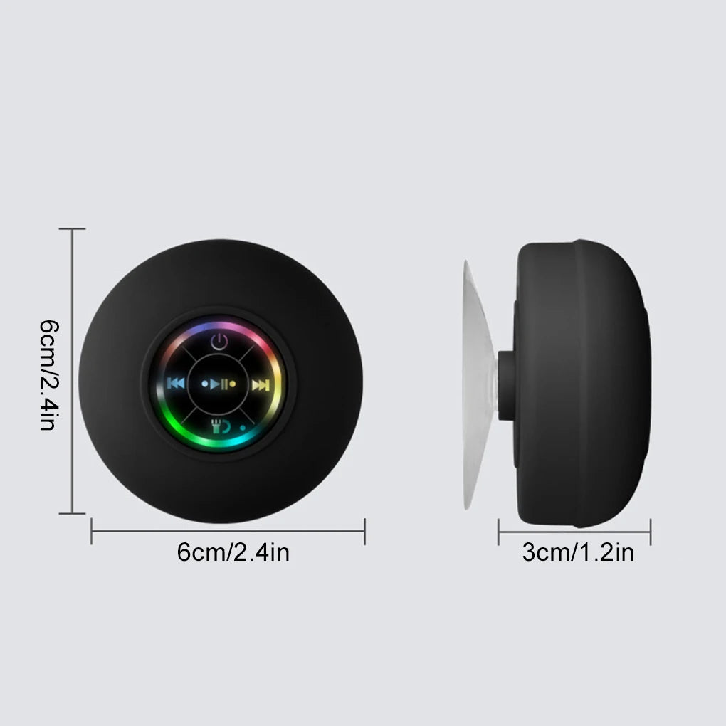 Waterproof LED Bluetooth Speaker - Portable Mini Speaker with Suction Cup for Bathroom & Outdoor