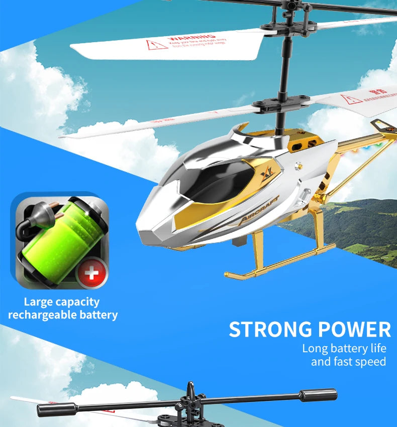 Rc Helicopter 3.5CH Remote Control Airplane Mini Drone Aircraft Fall Resistant Outdoor LED Light Flight Toys for Kids Adults