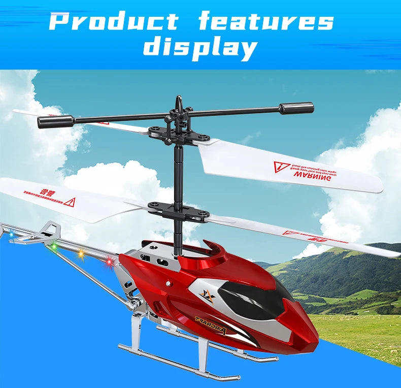 Rc Helicopter 3.5CH Remote Control Airplane Mini Drone Aircraft Fall Resistant Outdoor LED Light Flight Toys for Kids Adults