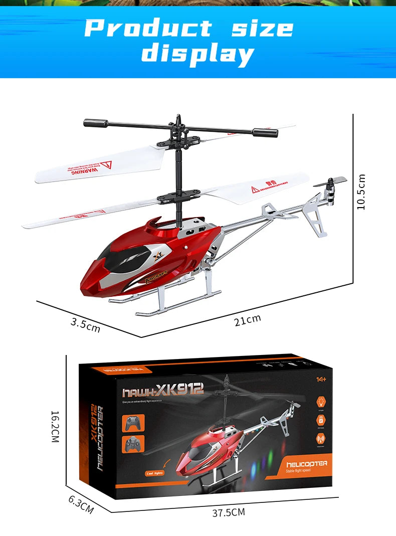 Rc Helicopter 3.5CH Remote Control Airplane Mini Drone Aircraft Fall Resistant Outdoor LED Light Flight Toys for Kids Adults