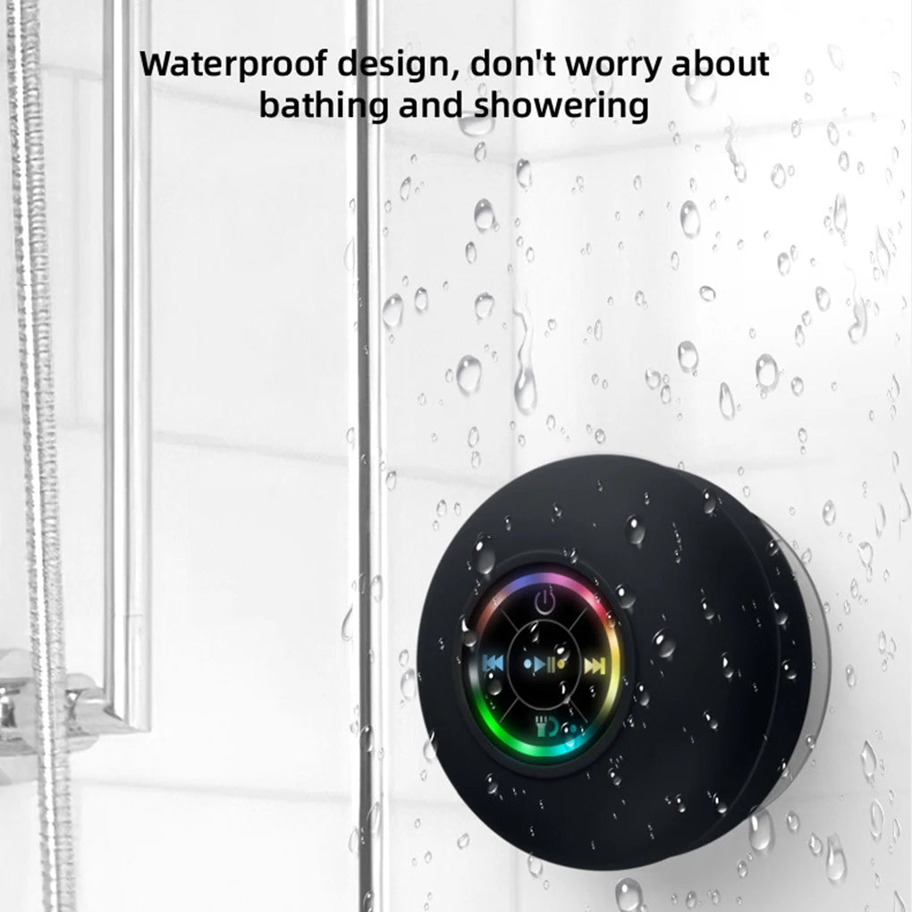 Waterproof LED Bluetooth Speaker - Portable Mini Speaker with Suction Cup for Bathroom & Outdoor