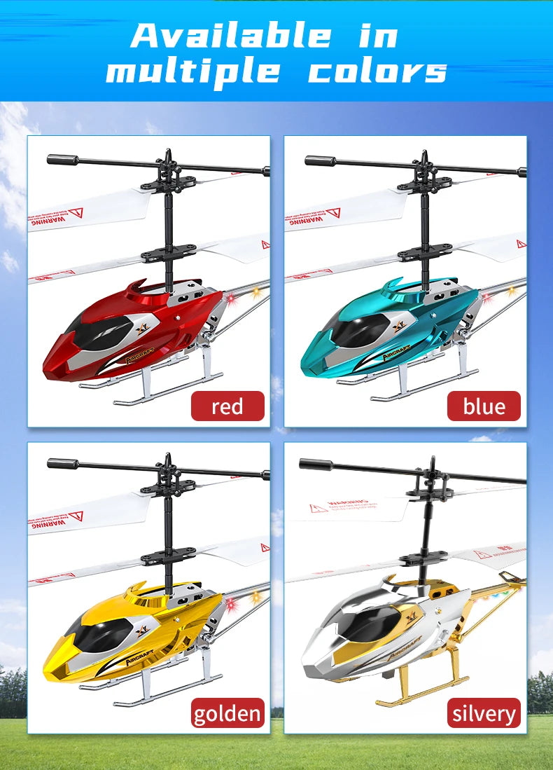 Rc Helicopter 3.5CH Remote Control Airplane Mini Drone Aircraft Fall Resistant Outdoor LED Light Flight Toys for Kids Adults