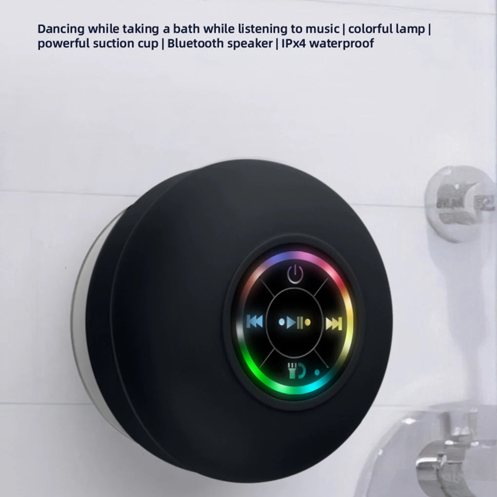 Waterproof LED Bluetooth Speaker - Portable Mini Speaker with Suction Cup for Bathroom & Outdoor