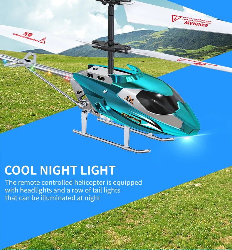 Rc Helicopter 3.5CH Remote Control Airplane Mini Drone Aircraft Fall Resistant Outdoor LED Light Flight Toys for Kids Adults