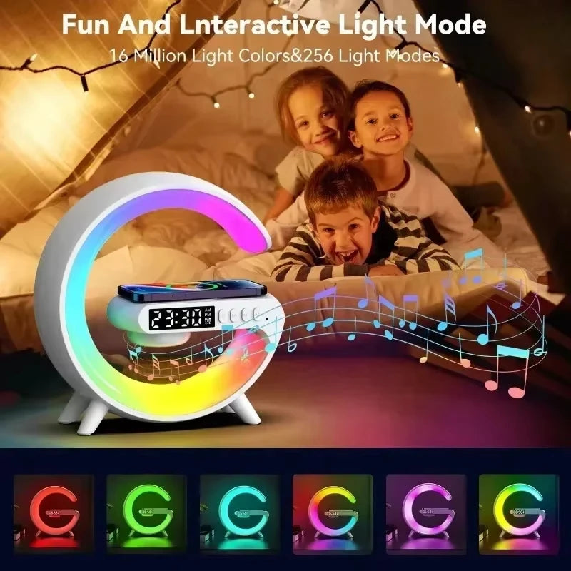 Multifunction Night Light Wireless Charger Pad Stand Speaker TF RGB Table Lamp 10W Fast Charging Station for Phone Room Decor