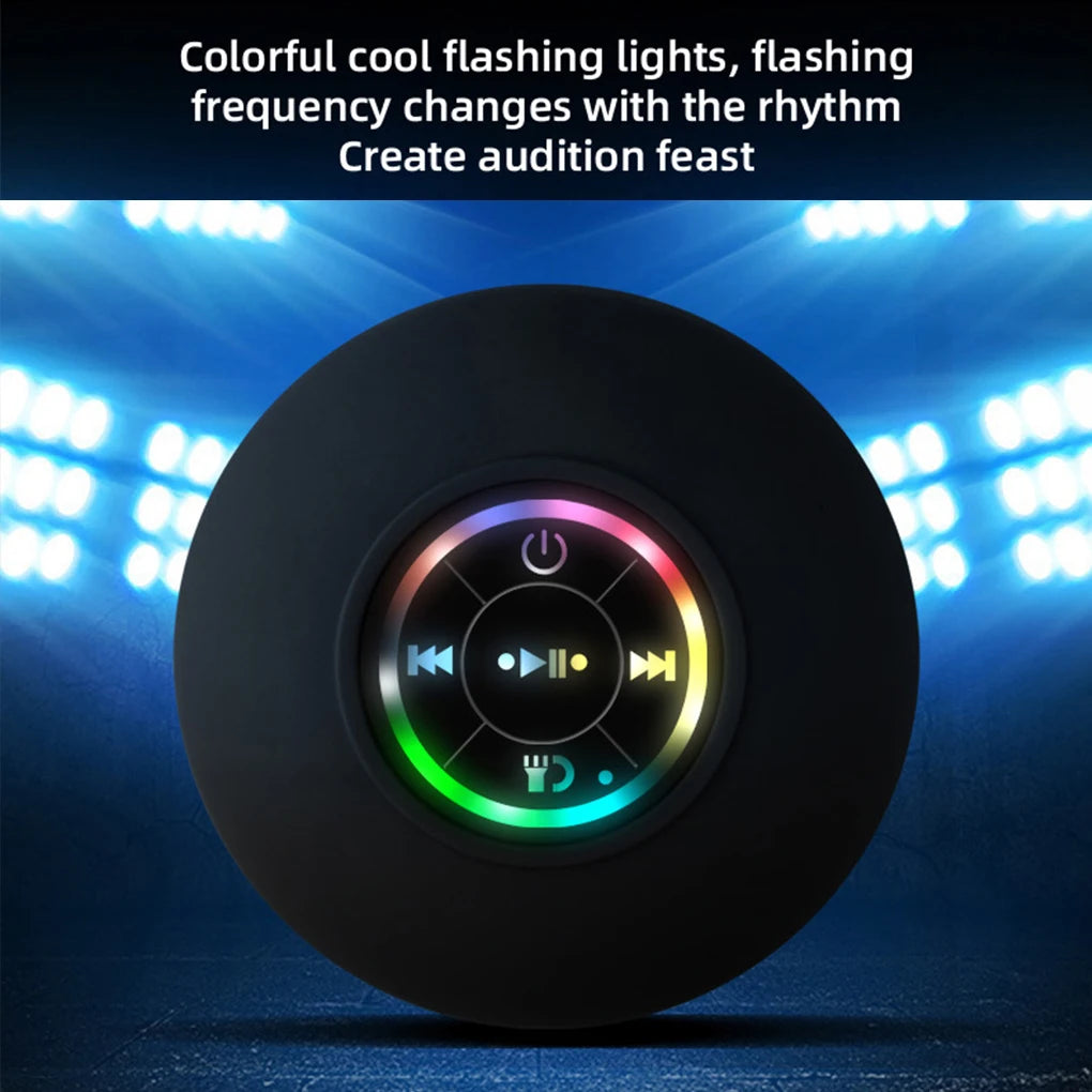 Waterproof LED Bluetooth Speaker - Portable Mini Speaker with Suction Cup for Bathroom & Outdoor