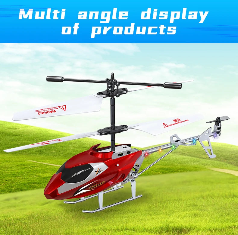 Rc Helicopter 3.5CH Remote Control Airplane Mini Drone Aircraft Fall Resistant Outdoor LED Light Flight Toys for Kids Adults