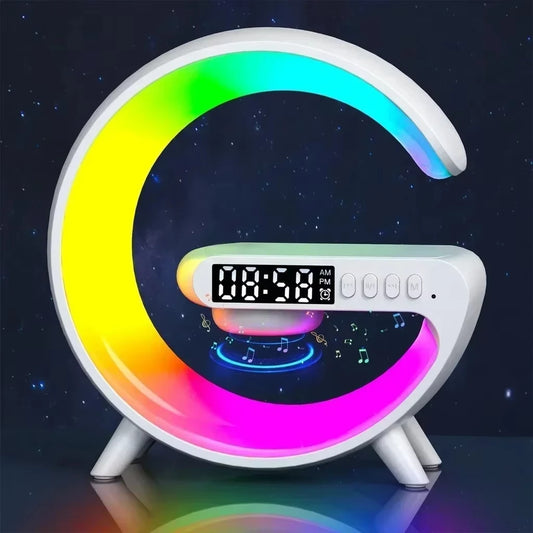 Multifunction Night Light Wireless Charger Pad Stand Speaker TF RGB Table Lamp 10W Fast Charging Station for Phone Room Decor