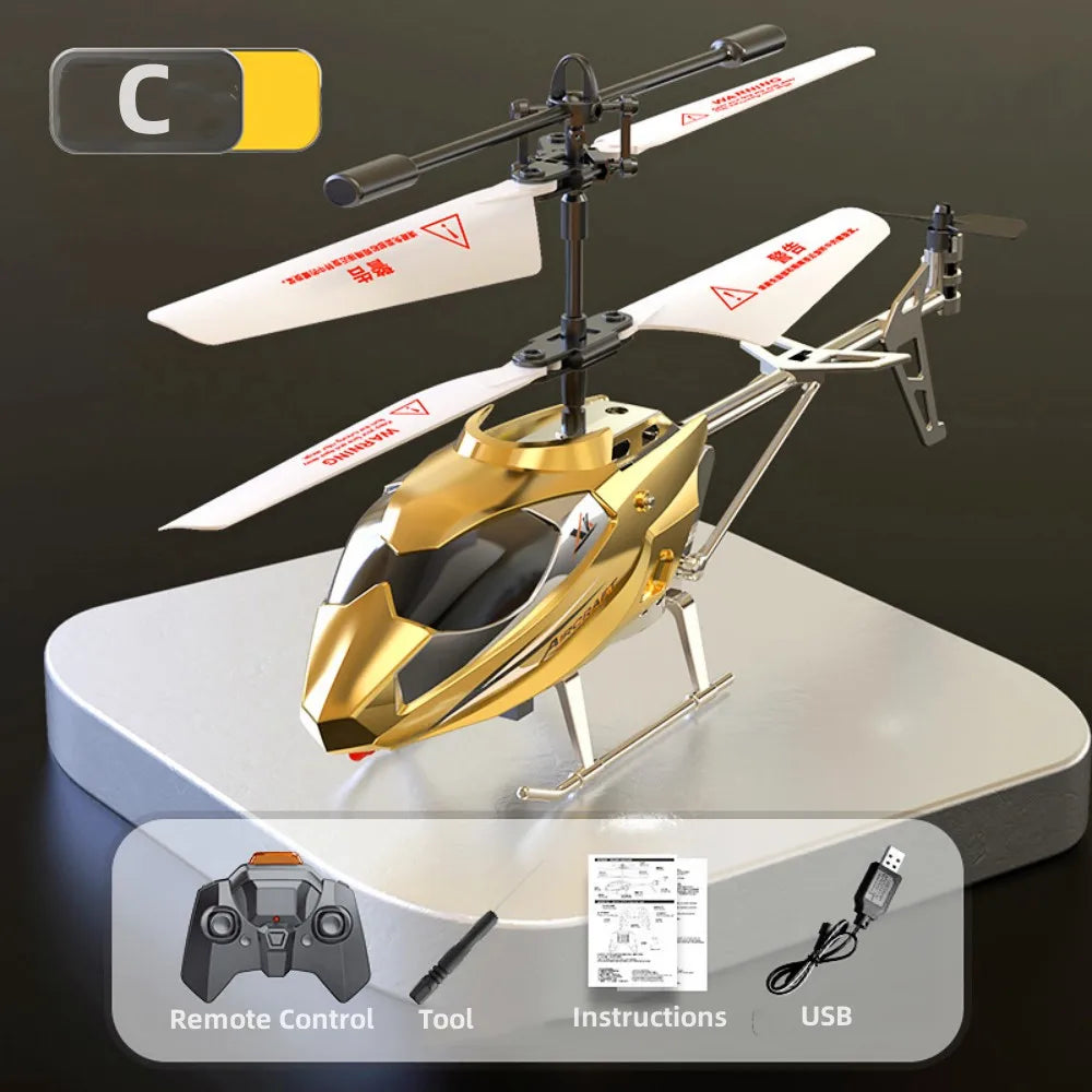 Rc Helicopter 3.5CH Remote Control Airplane Mini Drone Aircraft Fall Resistant Outdoor LED Light Flight Toys for Kids Adults