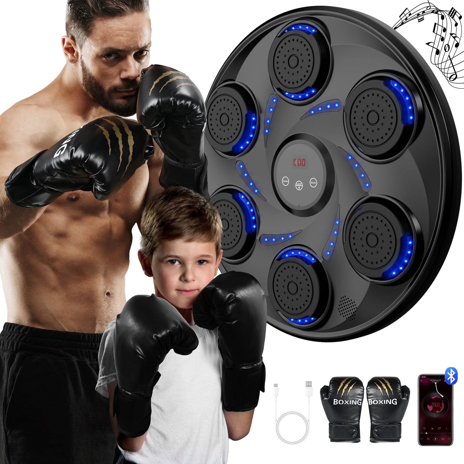 Electronic Music Boxing Machine – Boxing Equipment with Gloves for Indoor Training & Fitness