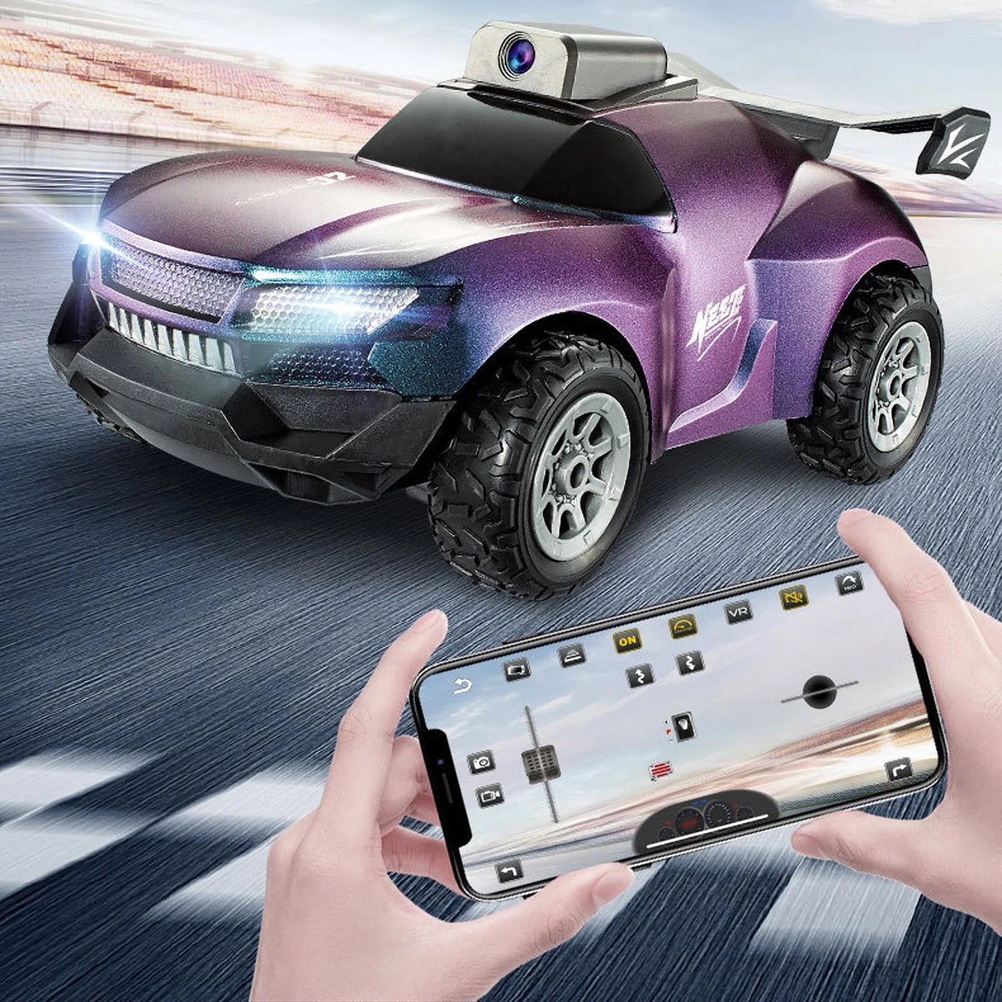 FPV RC Car with HD 1080P Camera, 2.4Ghz Remote Control Car Speed Adjustable Electric High Speed Vehicle with Colorable Shells for Kids Adults Xmas Gift