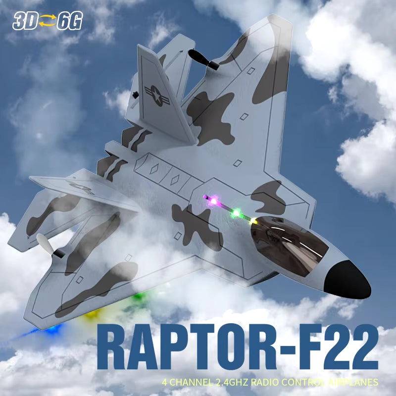 2024 New F22S 2.4G 4CH 3D6G RC Airplane Raptor F22 Warplane Wltoys A180 Upgrade Version LED Light with Gyroscope Out Door Toys